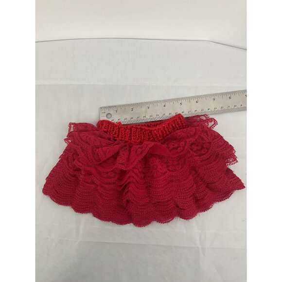 Baby Doll & Stuffed Animal Skirt Set Red Lace & Red/White Striped Knit Design - Picture 5 of 6